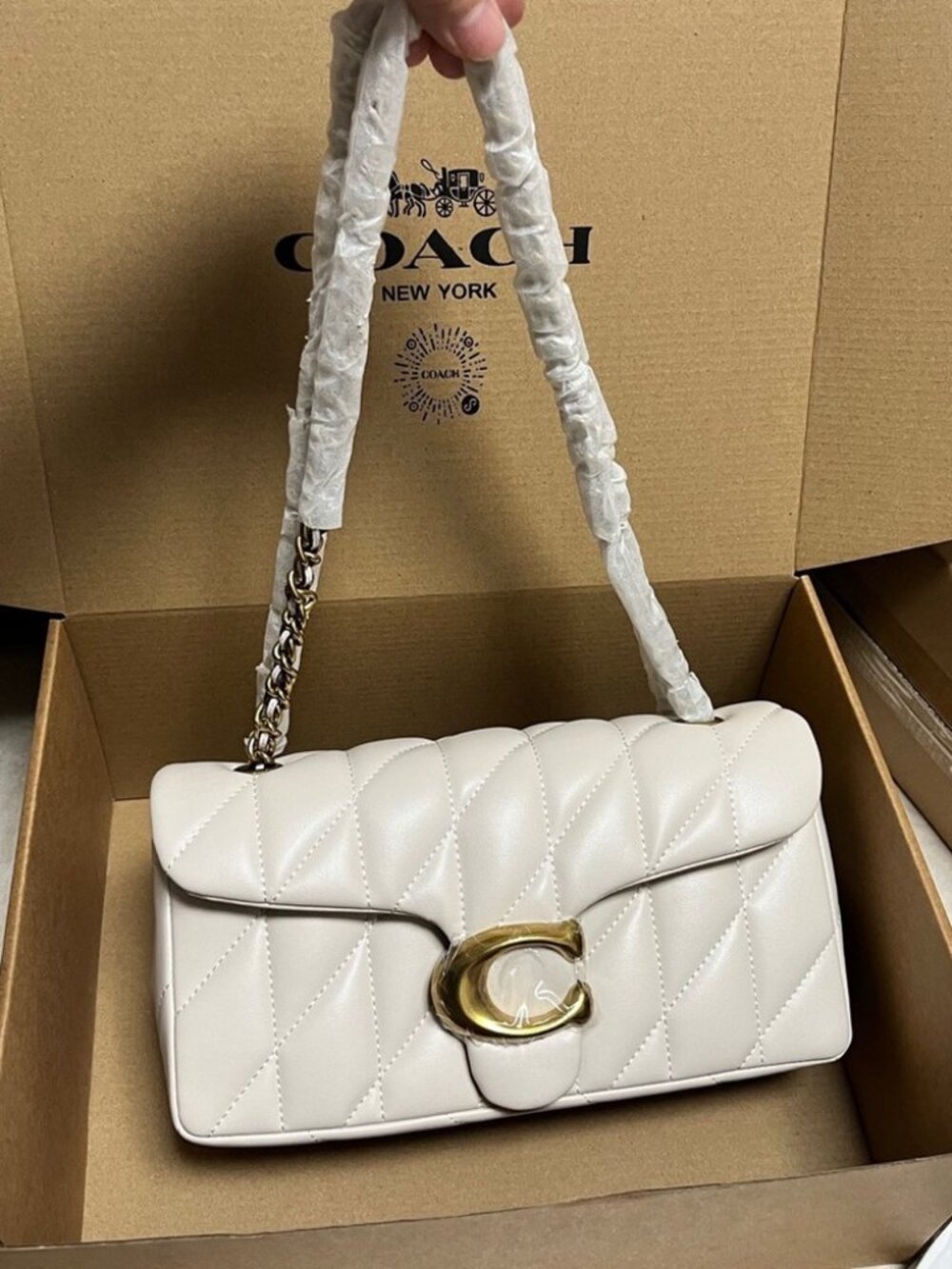 Coach Tabby 20 Quilted White Shoulder Bag